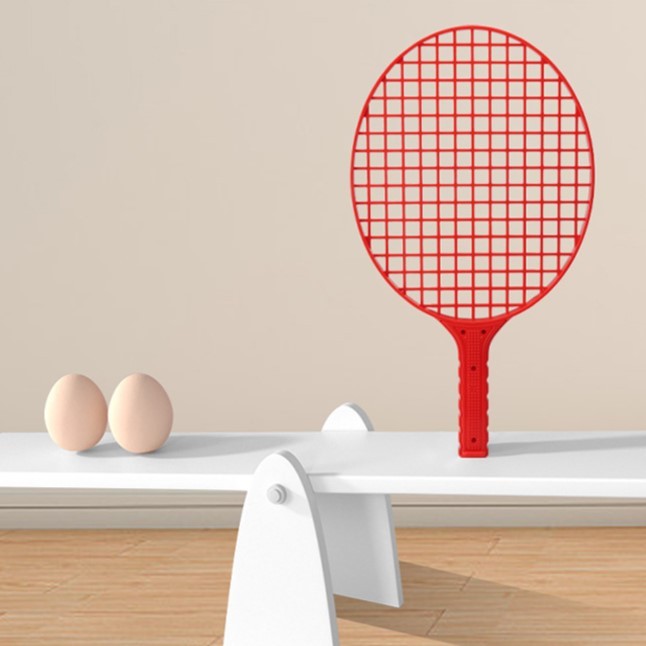 Set Badminton pentru Copii, Flippy, Doua Palete, Fluturas, 2 Mingi, Minge cu Elastic pentru Antrenament, Suport de Prindere Stabil, 40.5x23 cm, Rosu Galben-4