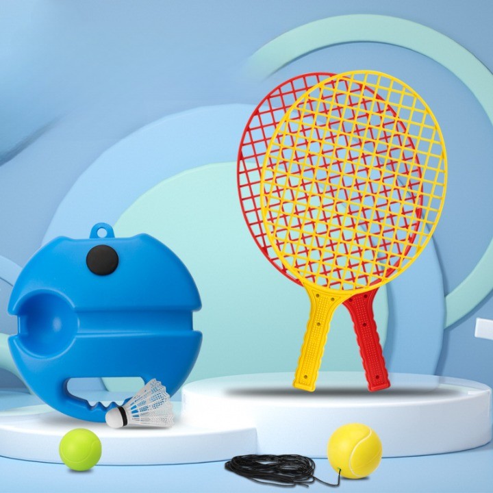 Set Badminton pentru Copii, Flippy, Doua Palete, Fluturas, 2 Mingi, Minge cu Elastic pentru Antrenament, Suport de Prindere Stabil, 40.5x23 cm, Rosu Galben-7