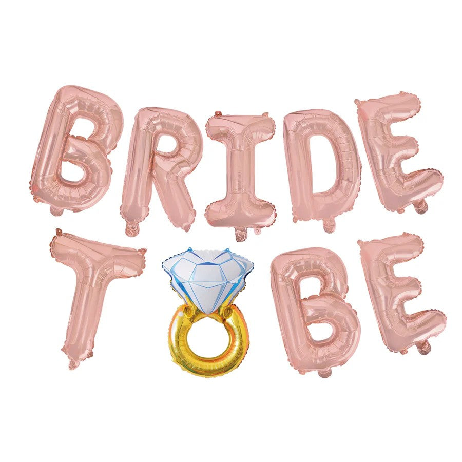 Set Baloane din Folie Metalizată, Flippy, Model Bride To Be, Litere de 40 cm, Baloane Party, Ambalaj Individual, Pai Inclus, Roz-0