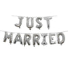 Set Baloane din Folie Metalizata, Flippy, Figurine Litere, Model Just Married, Tema Nunta, 40 cm, Baloane Party, Ambalaj Individual, Pai inclus, Umflare cu Aer sau Heliu, Argintiu-0