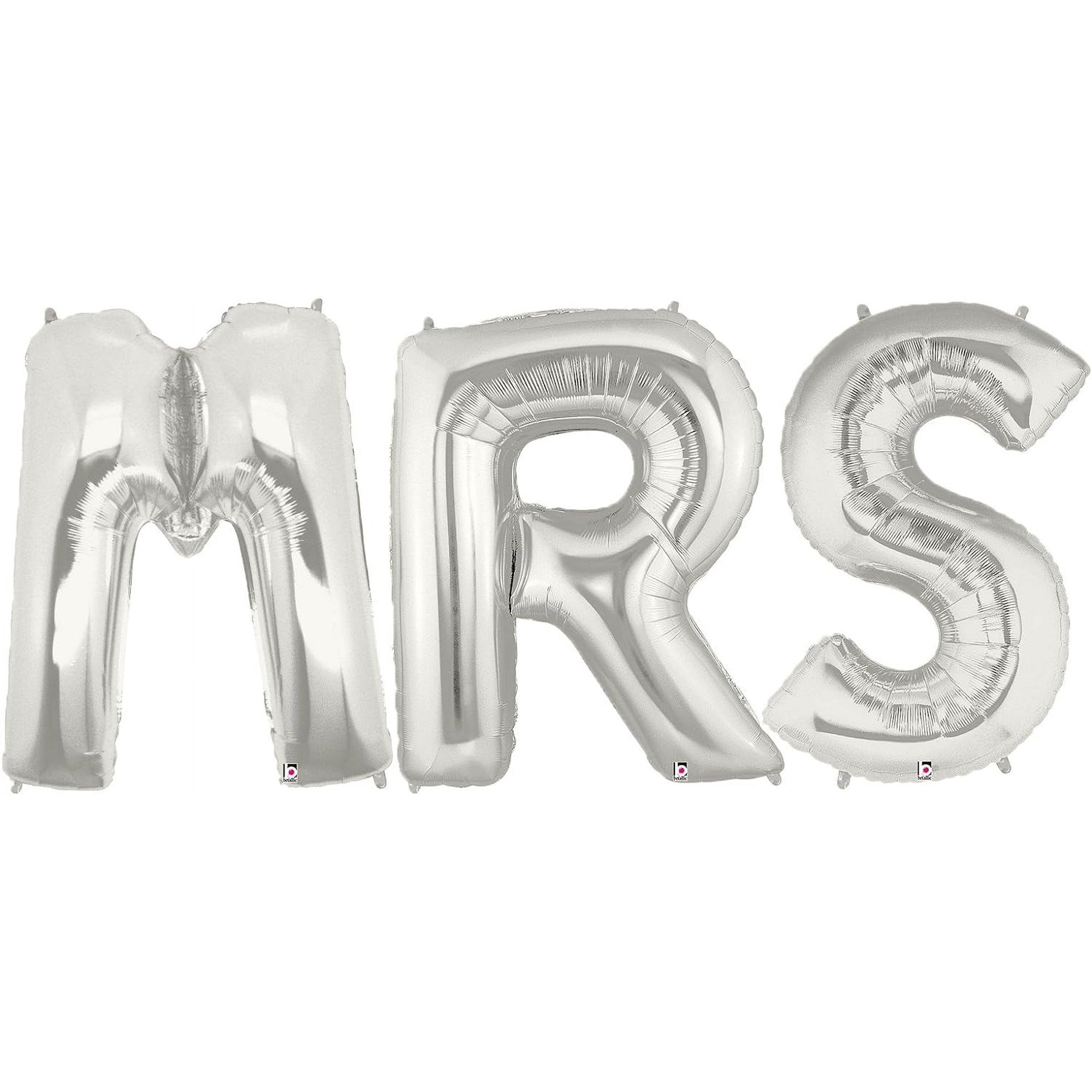 Set Baloane din Folie Metalizata, Flippy, Figurine Litere, Model MR&MRS, Tema Nunta, 40 cm, Baloane Party, Ambalaj Individual, Pai inclus, Umflare cu Aer sau Heliu, Argintiu-3