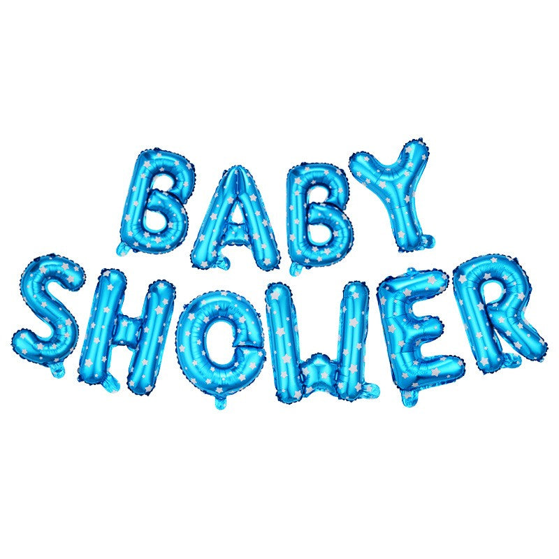Set baloane din folie metalizată, Model Baby Shower, Cu ață de prindere, litere de 40 cm, Baloane Party, Albastru-0