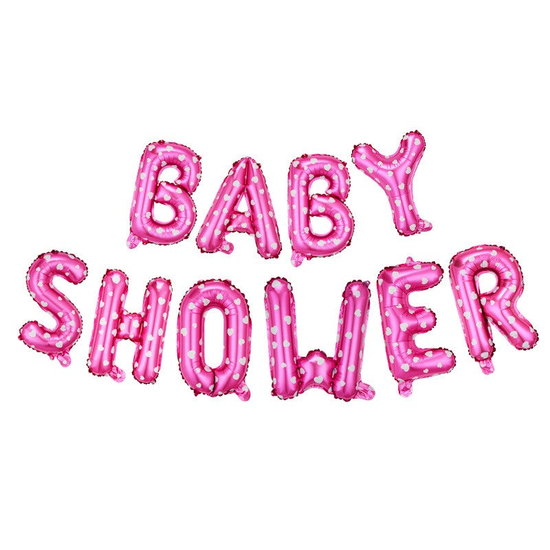 Set baloane din folie metalizată, Model Baby Shower, Cu ață de prindere, litere de 40 cm, Baloane Party, Roz-0