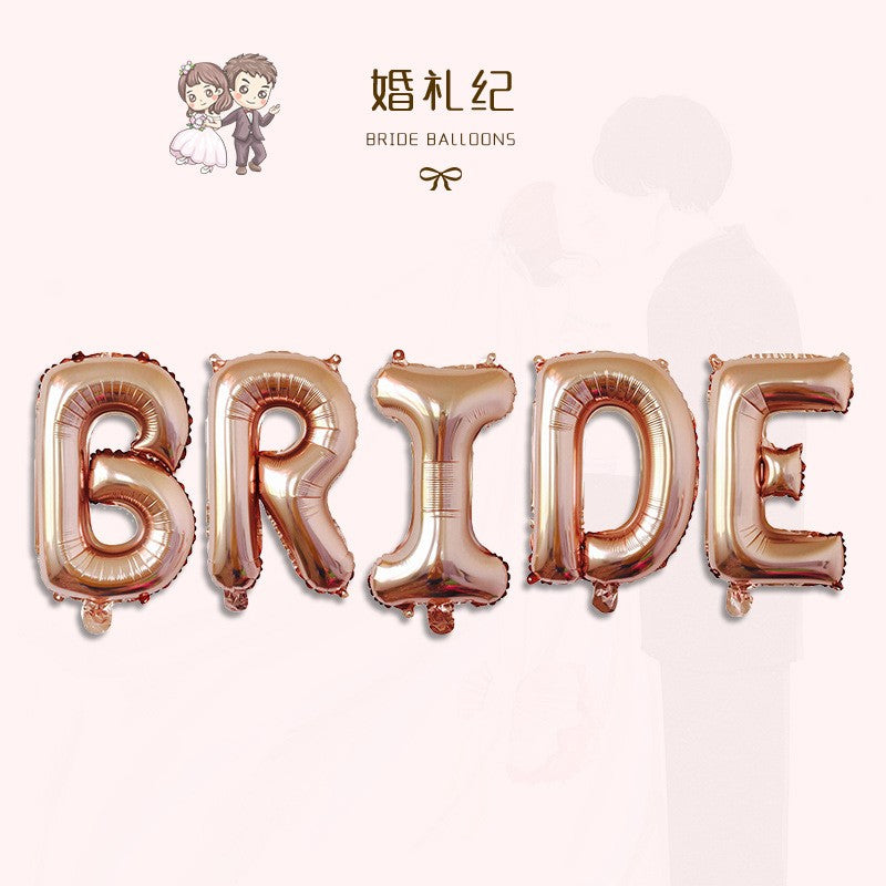Set baloane din folie metalizată, Model Bride , litere de 40 cm, Baloane Party, Roz-0