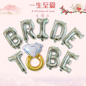 Set Baloane din Folie Metalizata, Flippy, Figurine Litere, Model Scris Bride To Be cu Inel de Logodna, Tema Iubire, 40 cm, Ambalaj Individual, Pai Inclus, Umflare cu Aer sau Heliu, Argintiu-0