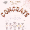 Set 8 Baloane din Folie Metalizata, Flippy, Figurine Litere, Model Scris Congrats, Tema Absolvire, 40 cm, Ambalaj Individual, Pai Inclus, Umflare cu Aer sau Heliu, Roz-0