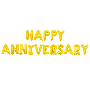 Set baloane din folie metalizată, Model Happy Anniversary, litere de 40 cm, Baloane Party, Gold-0