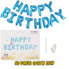 Set baloane din folie metalizată, Model Happy Birthday, Cu ață de prindere și adeziv, litere de 40 cm, Baloane Party, Albastru-0