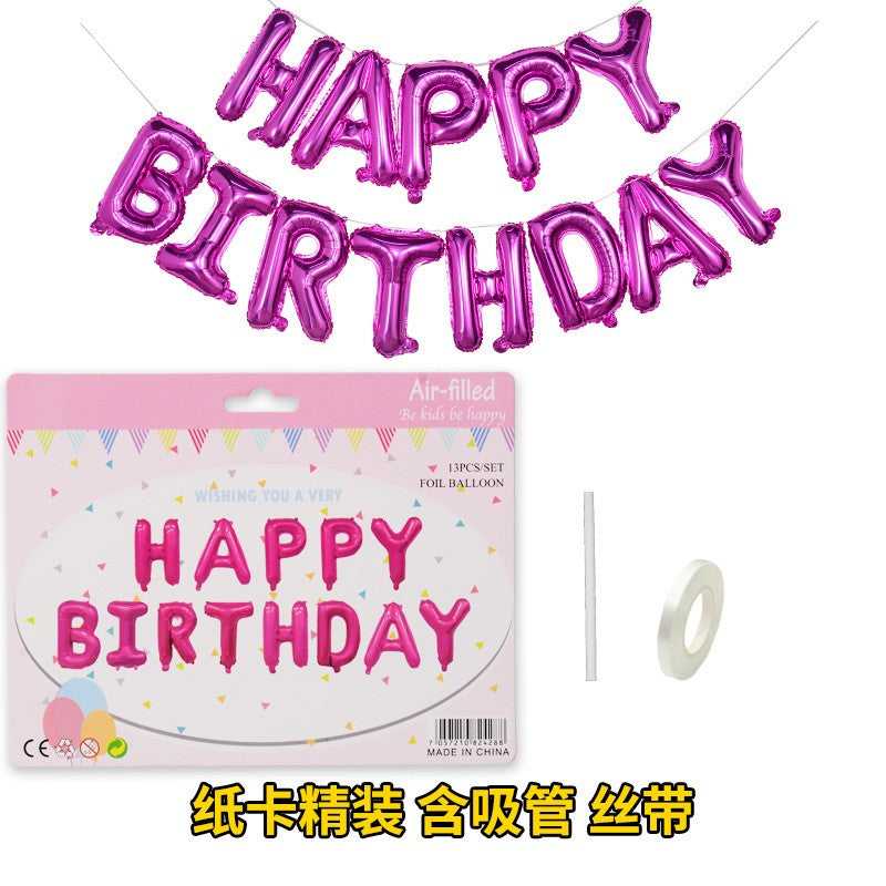 Set baloane din folie metalizată, Model Happy Birthday, Cu ață de prindere și adeziv, litere de 40 cm, Baloane Party, Mov-0