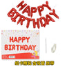 Set baloane din folie metalizată, Model Happy Birthday, Cu ață de prindere și adeziv, litere de 40 cm, Baloane Party, Rosu-0