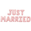 Set baloane din folie metalizată, Model Just Married, litere de 40 cm, Baloane Party, Roz-0