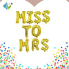Set Baloane din Folie Metalizata, Flippy, Figurine Litere, Model Scris Miss to Mrs, Tema Iubire, 40 cm, Ambalaj Individual, Pai Inclus, Umflare cu Aer sau Heliu, Auriu-0