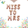 Set Baloane din Folie Metalizata, Flippy, Figurine Litere, Model Scris Miss to Mrs, Tema Iubire, 40 cm, Ambalaj Individual, Pai Inclus, Umflare cu Aer sau Heliu, Roz-0