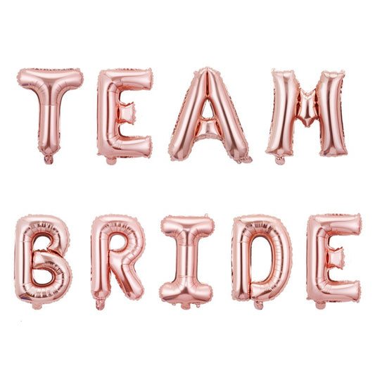 Set baloane din folie metalizată, Model Team Bride, litere de 40 cm, Baloane Party, Roz-0