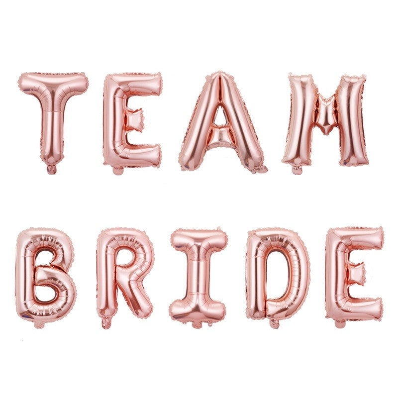Set baloane din folie metalizată, Model Team Bride, litere de 40 cm, Baloane Party, Roz-0