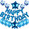 Set baloane din folie metalizată și baloane din latex, baloane folie Happy Birthday, 4 baloane latex Confetti, 6 baloane latex Albastru, 2 baloane folie Steluță, 40cm, Albastru-0