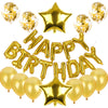 Set baloane din folie metalizată și baloane din latex, baloane folie Happy Birthday, 4 baloane latex Confetti, 6 baloane latex Gold, 2 baloane folie Steluță, 40cm, Gold-0