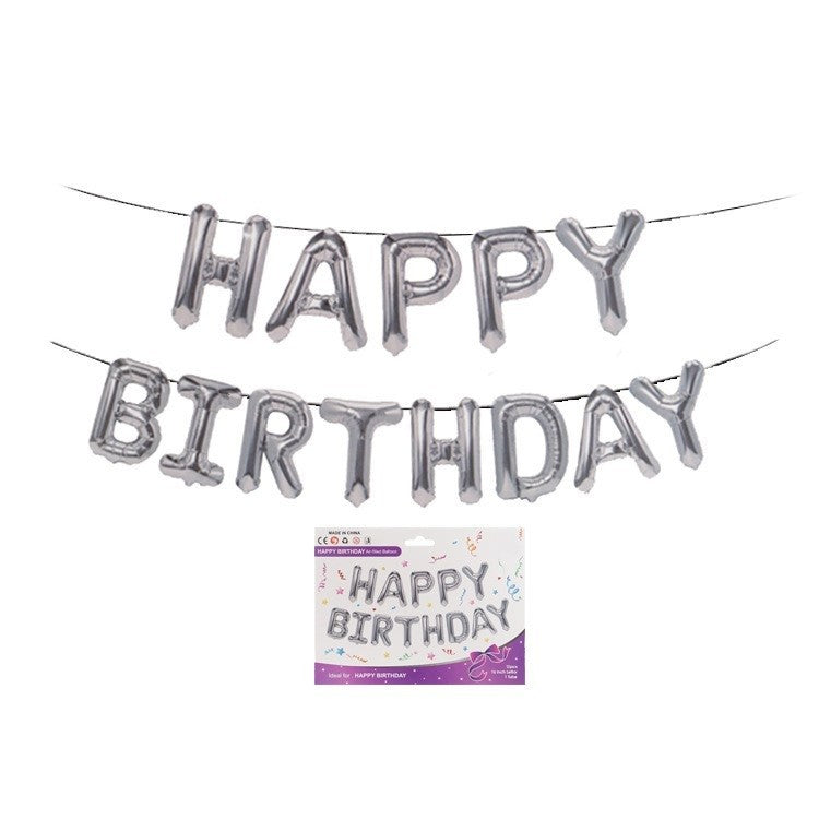 Set baloane folie Flippy, Happy Birthday, 40 cm, argintiu-1