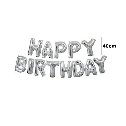Set baloane folie Flippy, Happy Birthday, 40 cm, argintiu-2