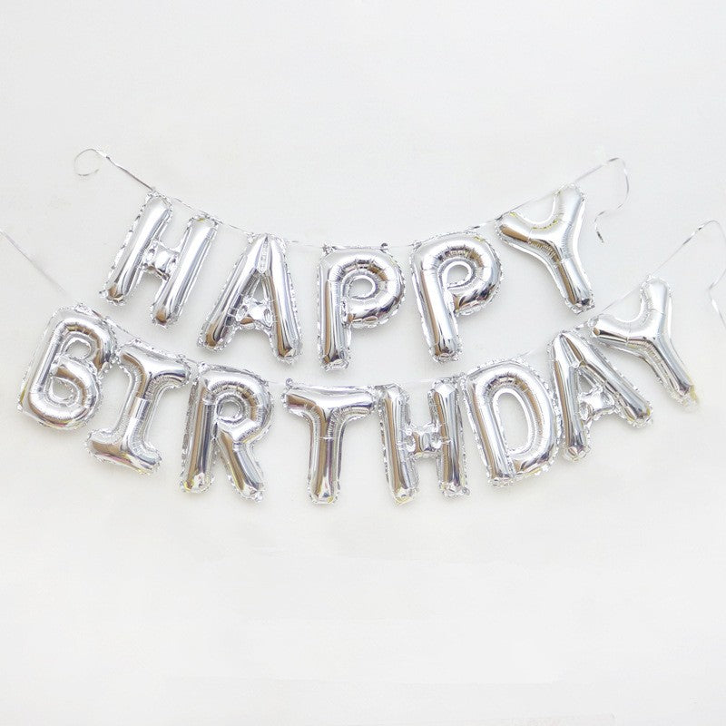 Set baloane folie Flippy, Happy Birthday, 40 cm, argintiu-3