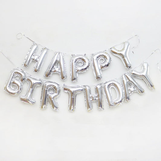 Set baloane folie Flippy, Happy Birthday, 40 cm, argintiu-1