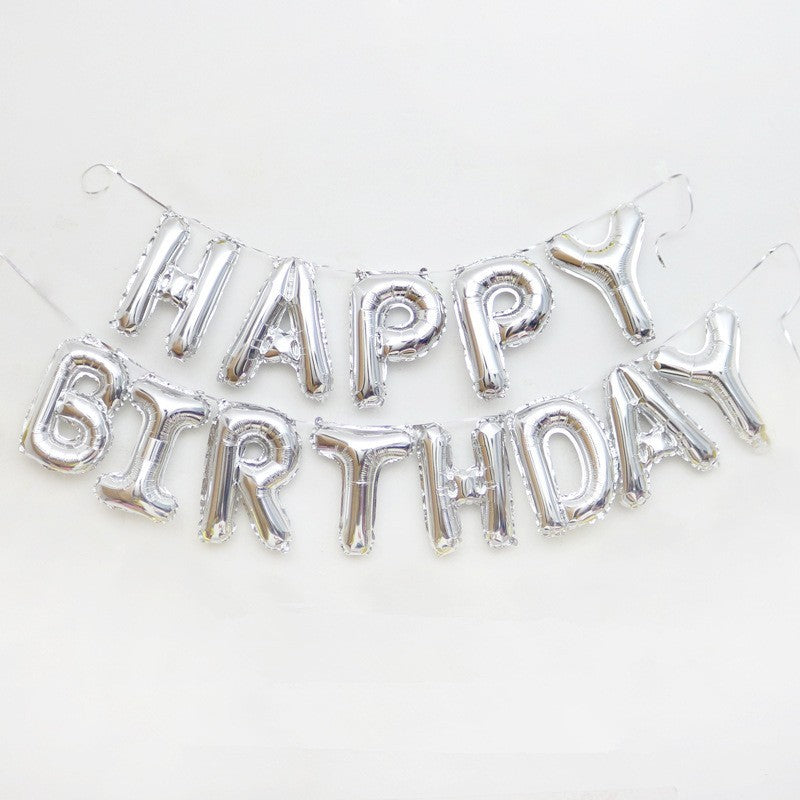 Set baloane folie Flippy, Happy Birthday, 40 cm, argintiu-1