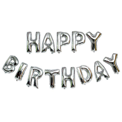 Set baloane folie Flippy, Happy Birthday, 40 cm, argintiu-0