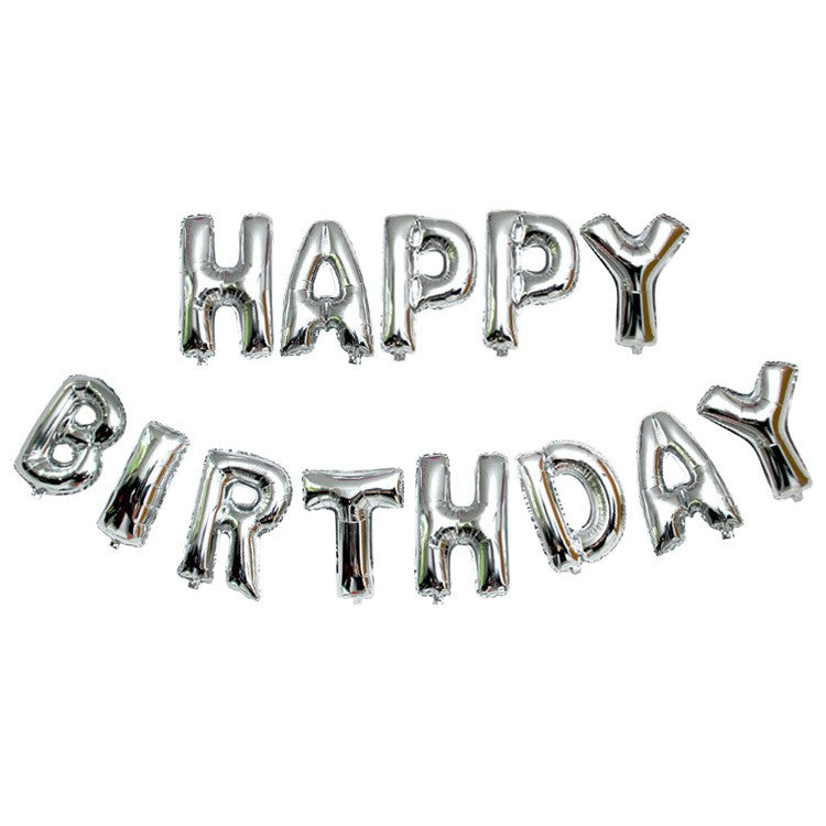 Set baloane folie Flippy, Happy Birthday, 40 cm, argintiu-0