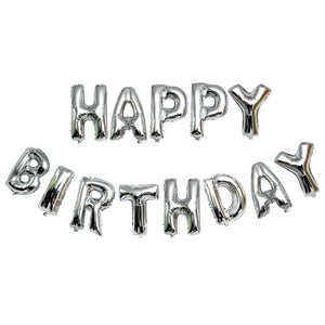 Set baloane folie Flippy, Happy Birthday, 40 cm, argintiu-0