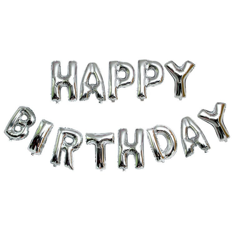 Set baloane folie Flippy, Happy Birthday, 40 cm, argintiu-0
