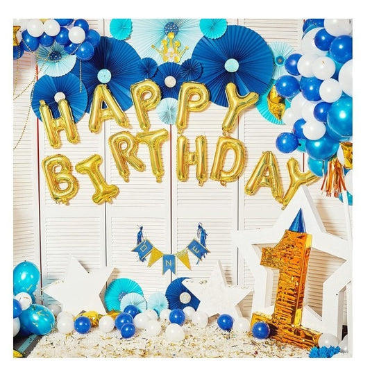 Set baloane folie Flippy, Happy Birthday, 40 cm, auriu-1