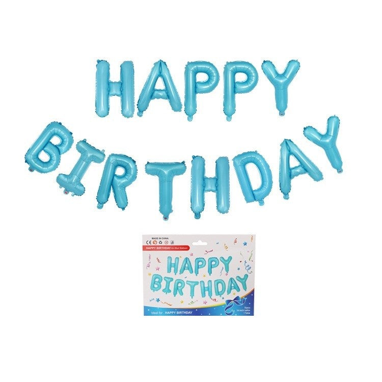 Set baloane folie Flippy, Happy Birthday, 40 cm, baby blue-1