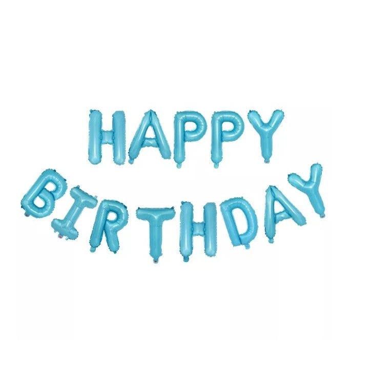 Set baloane folie Flippy, Happy Birthday, 40 cm, baby blue-0