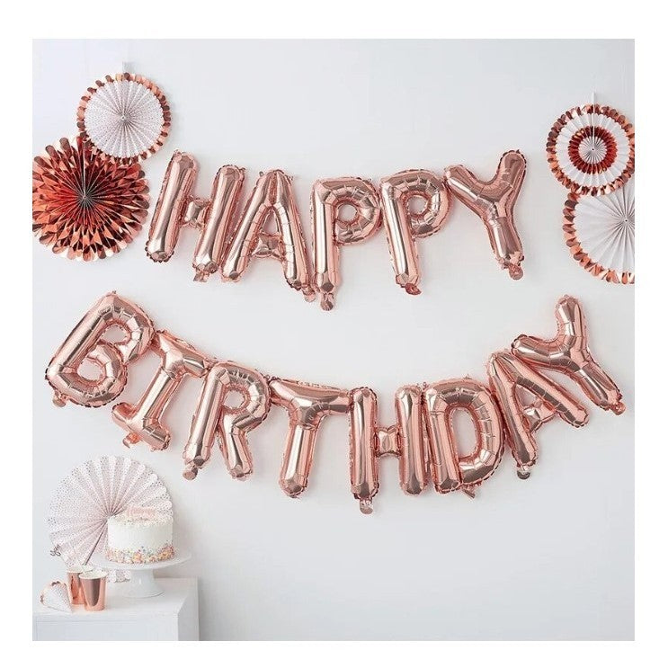 Set baloane folie Flippy, Happy Birthday, 40 cm, rose gold-3