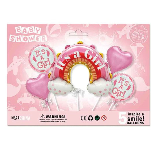 Set baloane it s a girl pentru gender reveal, botez, roz, model 2-0