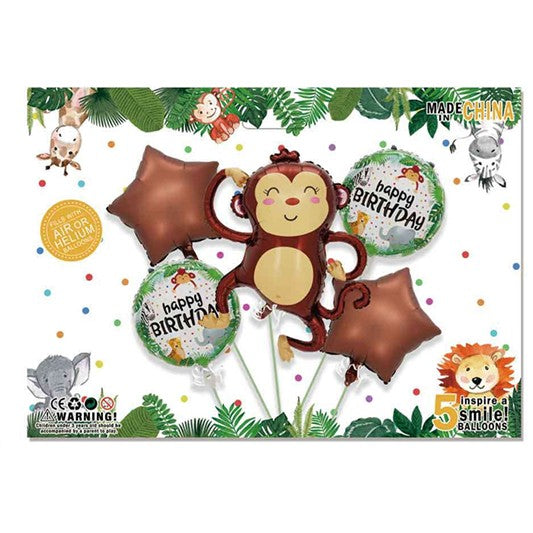 Set baloane maimutica, temtica jungle, 5 baloane folie-0