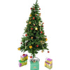 Set brad artificial de Craciun si elemente decorative, nins, decorat cu conuri pin, pentru interior/exterior, inaltime 210 cm, diametru 131 cm, 630 ramuri, Flippy, alb/verde, suport metalic inclus-0