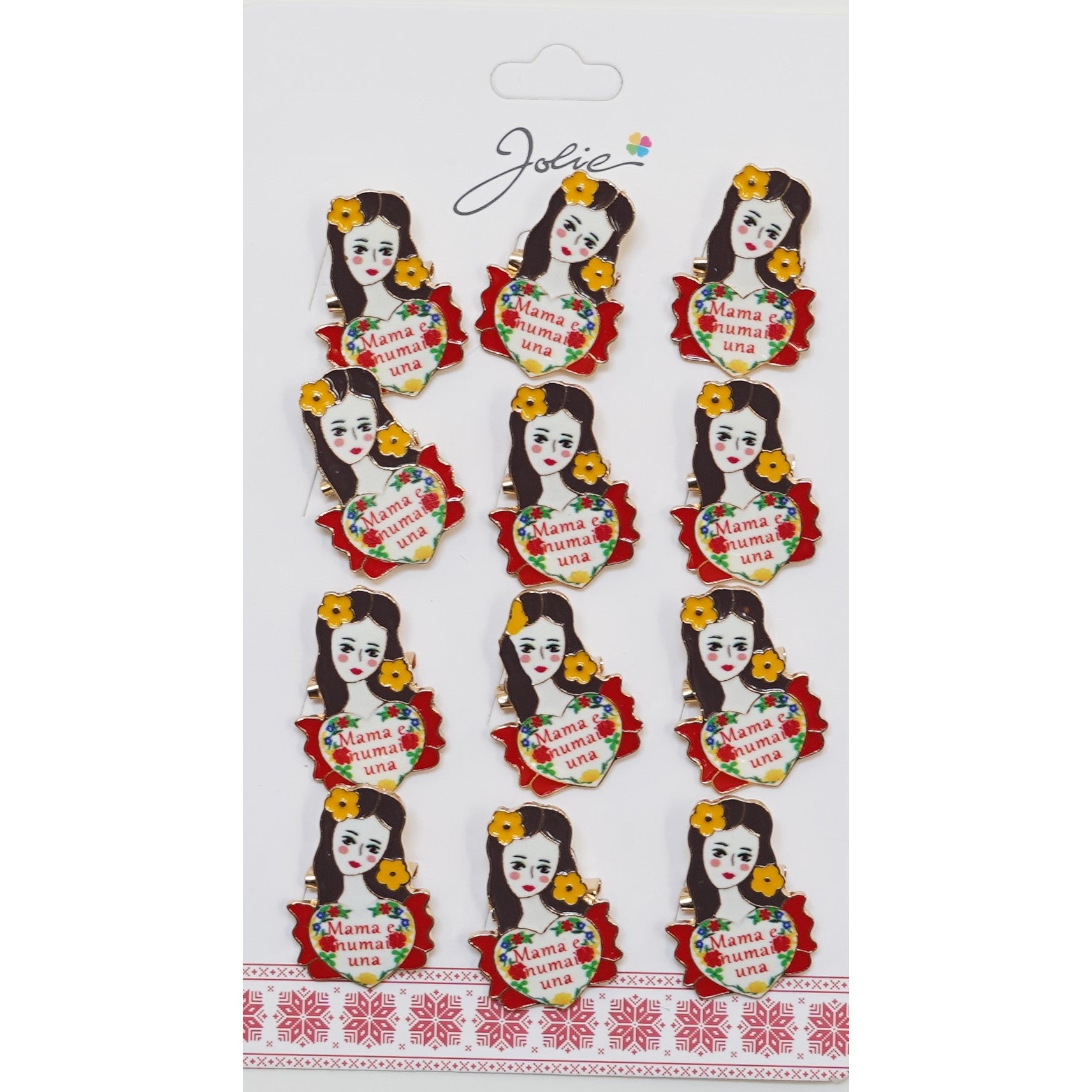 Set 12 Brose Martisor Primavara cu Mesaj Mama e Numai Una-0