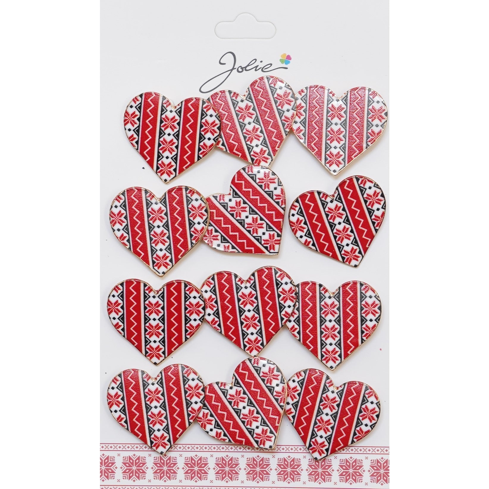 Set 12 Brose Martisor Primavara Inima Rosie cu Motiv Traditional-0
