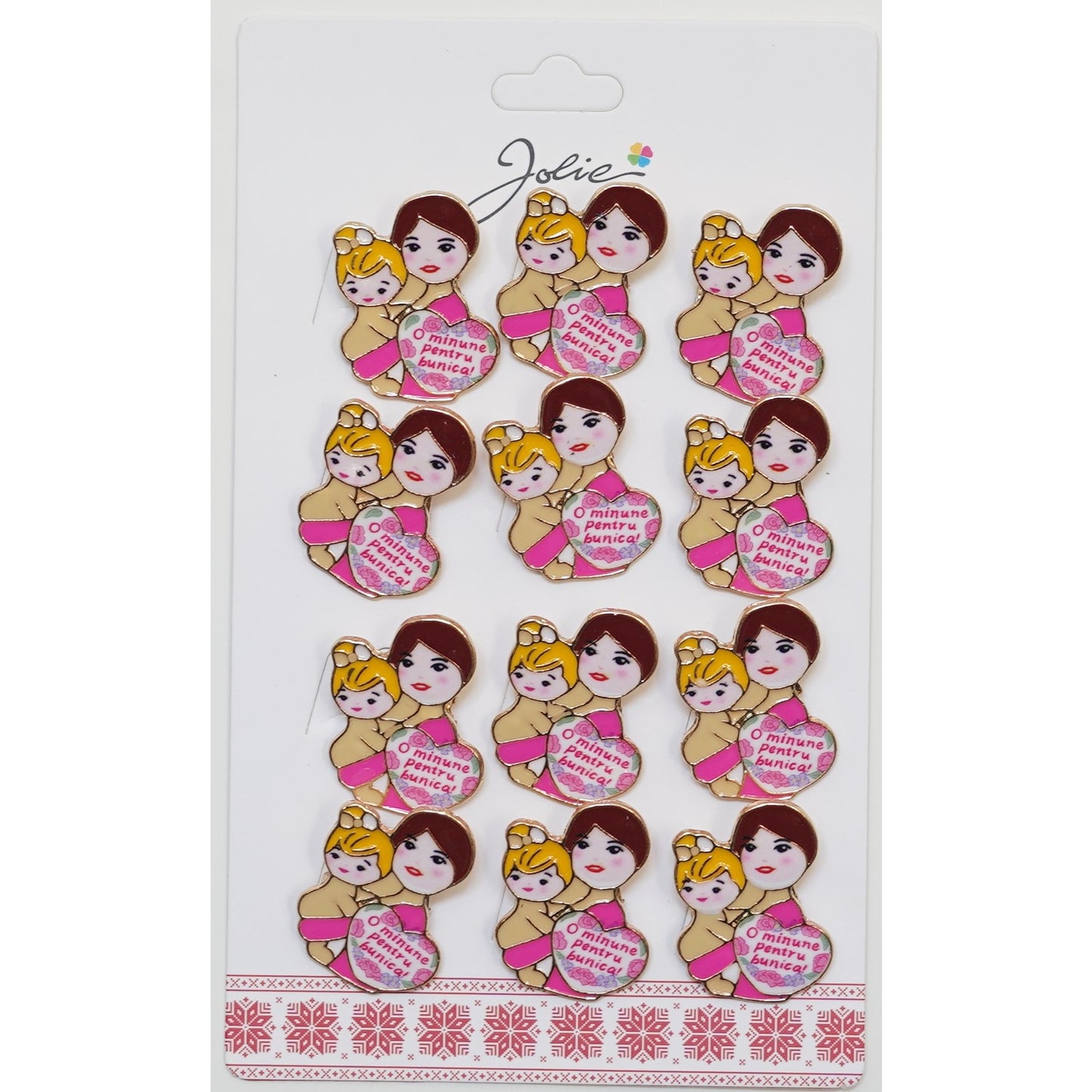 Set 12 Brose Martisor Primavara cu Mesaj O Minune Pentru Bunica-0
