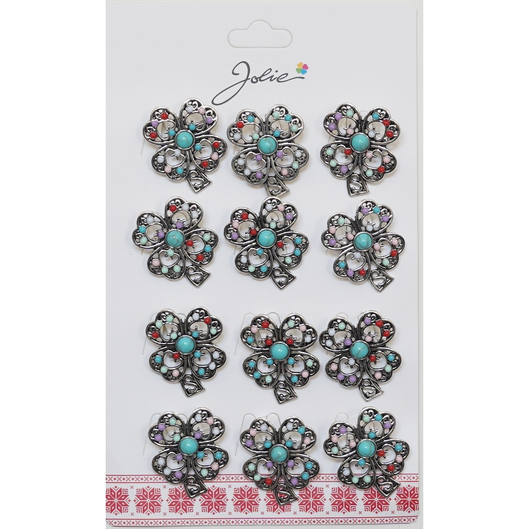 Set 12 Brose Martisor Primavara Trifoi cu Pietricele Vintage-0