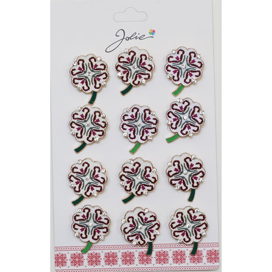 Set 12 Brose Martisor Primavara Trifoi cu Motiv Traditional-0
