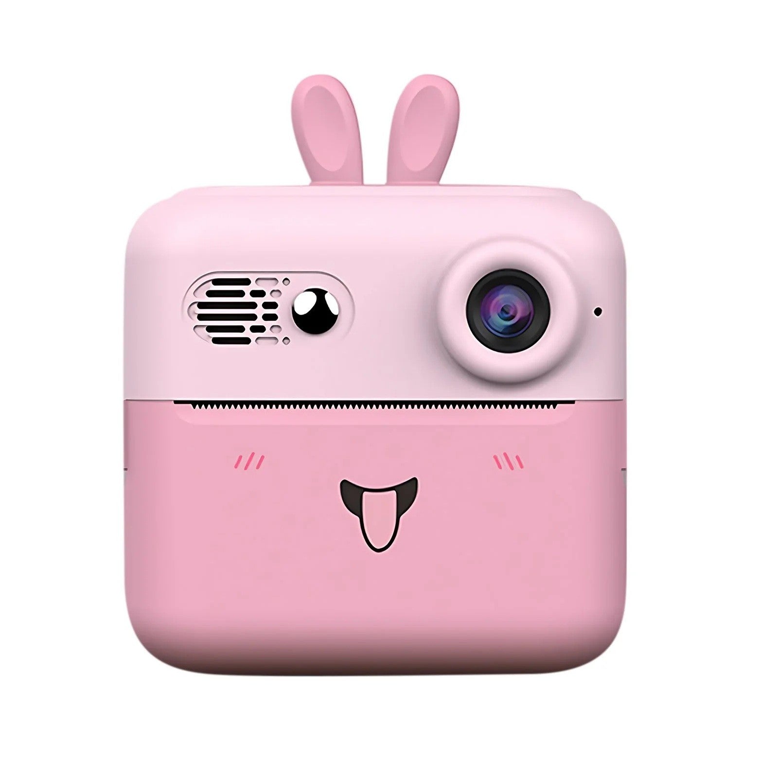 Set Camera Instantanee pentru Copii, Flippy, Ecran HD 2.4'', 24MP, 720P Video, 1200 mAh, cu Functie de Printare Alb-Negru, cablu USB-C, Bluetooth, Compatibil iOS/Android, Imprimare APP, Model Iepure, Roz-0