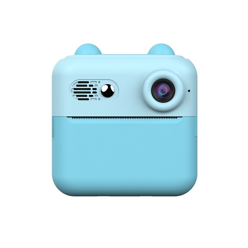 Set Camera Instantanee pentru Copii, Flippy, Ecran HD 2.4'', 24MP, 720P Video, 1200 mAh, cu Functie de Printare Alb-Negru, cablu USB-C, Bluetooth, Compatibil iOS/Android, Imprimare APP, Albastru-0