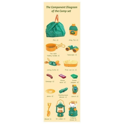 Set camping exterior/interior pentru copii, covoras, 18 ustensile de joaca, +3 ani, multicolor-3