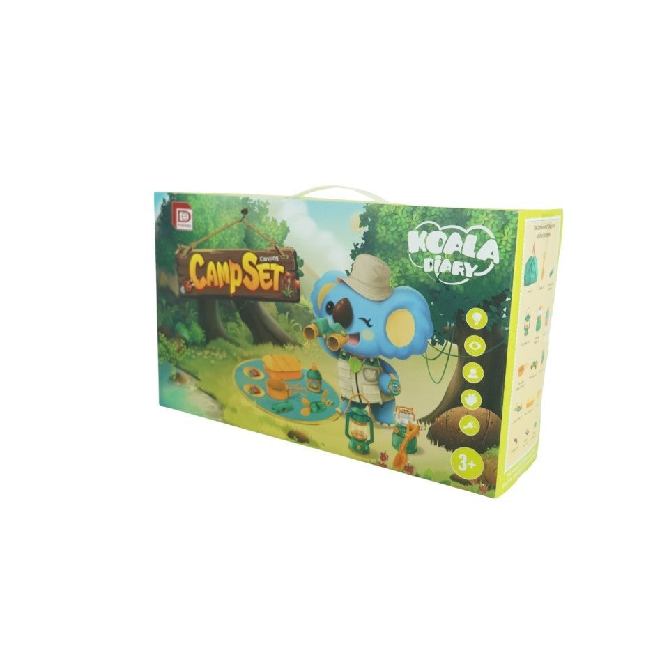 Set camping exterior/interior pentru copii, covoras, 18 ustensile de joaca, +3 ani, multicolor-0