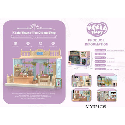 Set Casa de papusi, magazin de inghetata, cu mobilier si figurine, Flippy-4