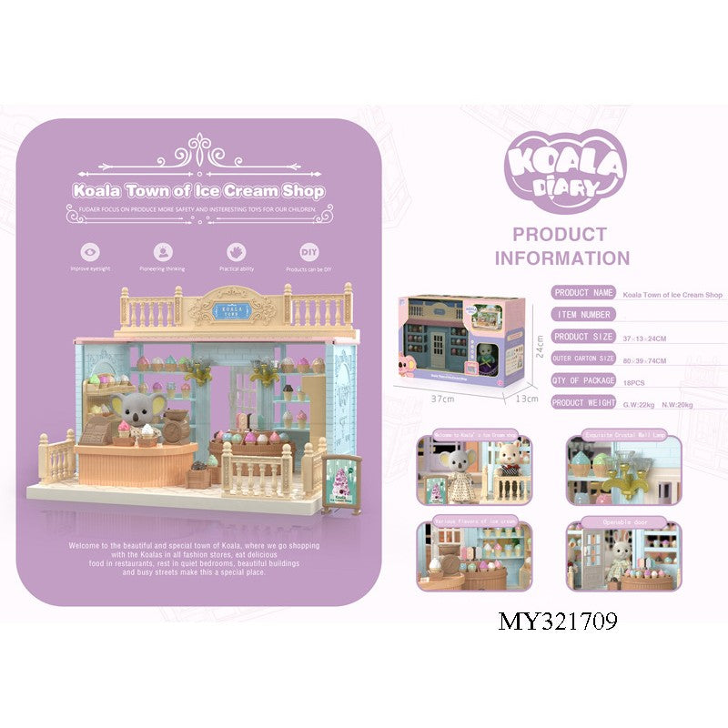 Set Casa de papusi, magazin de inghetata, cu mobilier si figurine, Flippy-4