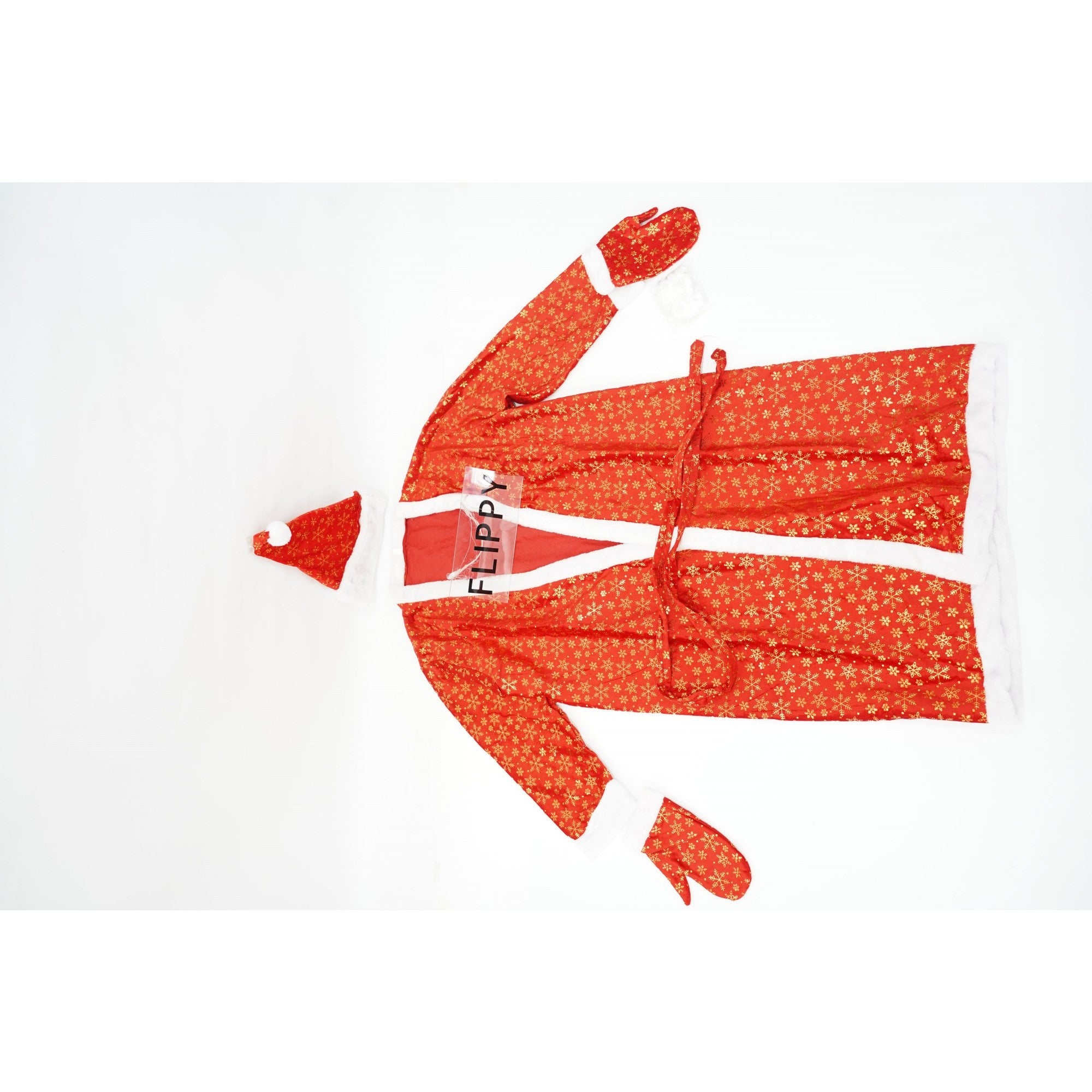 Set Costum de Mos Craciun, Flippy, rosu, pentru adulti, catifea, 5 piese-1