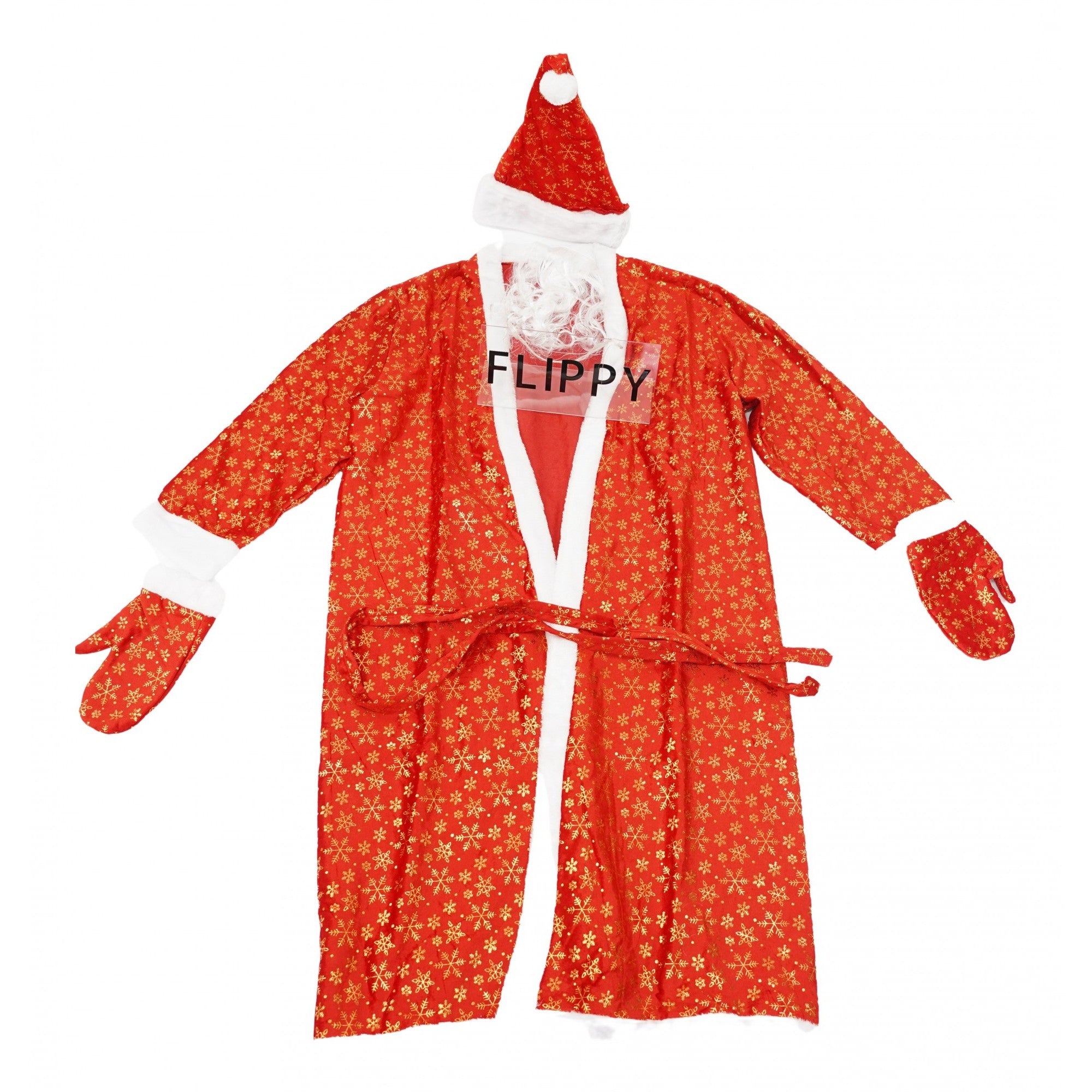Set Costum de Mos Craciun, Flippy, rosu, pentru adulti, catifea, 5 piese-0
